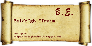 Belágh Efraim névjegykártya